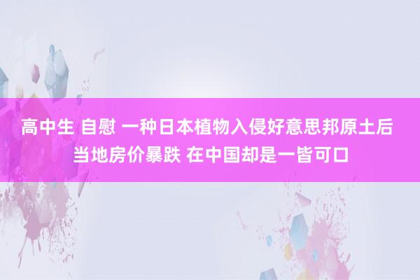 高中生 自慰 一种日本植物入侵好意思邦原土后 当地房价暴跌 在中国却是一皆可口