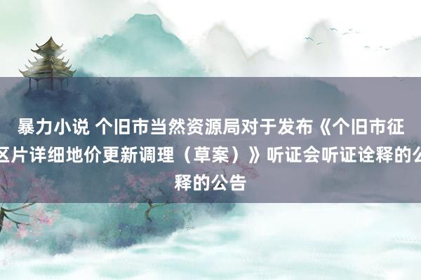 暴力小说 个旧市当然资源局对于发布《个旧市征地区片详细地价更新调理（草案）》听证会听证诠释的公告